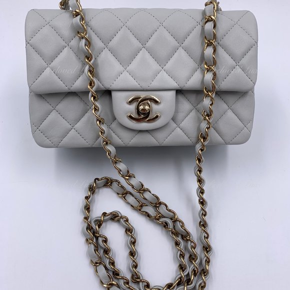 Authentic CHANEL Classic Grey Lambskin Mini Rectangular GHW - Picture 5 of 17
